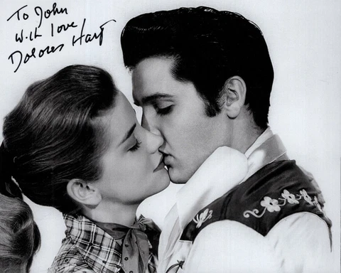 DOLORES HART HAND SIGNED 4x5 PHOTO+COA       KISSING ELVIS PRESLEY       TO JOHN Cover