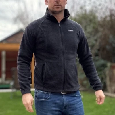 Columbia Black Fleece Jacket Men's Size Medium Windbreaker Full Zip Sweater Coat - Image 1 of 4