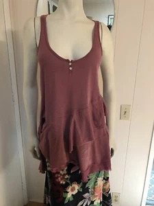 Anthropologie Left of Center Pink Asymmetrical Ruffled Distressed Hemline Tank S - Picture 1 of 6