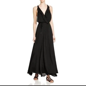 Kendall & Kylie Black Ruffle Wrap Maxi Dress Approx Size 2 (4-6) EUC - Picture 1 of 7