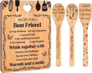 Best Friend Birthday Gift for Women Bamboo Cutting Board Set - Ideal Friendship - Picture 1 of 8