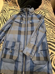 Burberry Brit Check Blue Plaid parka size 4 - Picture 1 of 7