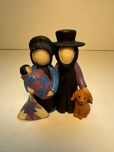 Esther O'Hara gesichtslose Amish Familie mit ihrem Welpen Figur 3 Zoll - Bild 1 von 4