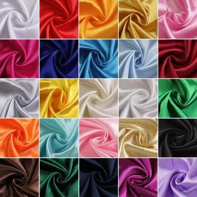 45" Shiny Satin Fabric by Yard for Dress, Craft, Upholstery, DIY, Lining BTY - Image 1 of 4