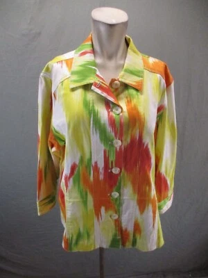 Blazer CHICO'S Talla 3 Mujer Multicolor Mezcla de Algodón Cuello Abotonado 172 Foto 1 de 4