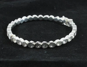 Diamond Bangle Natural Diamond Polki Uncut Diamond 925 Sterling Silver Bangle - Picture 1 of 3