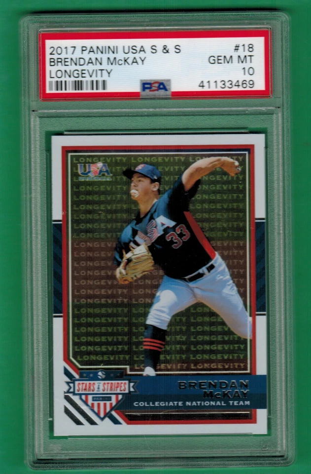 2017 PANINI USA STARS & STRIPES BRENDAN MCKAY LONGEVITY PARALLEL PSA 10 RAYS - Image 1 of 1