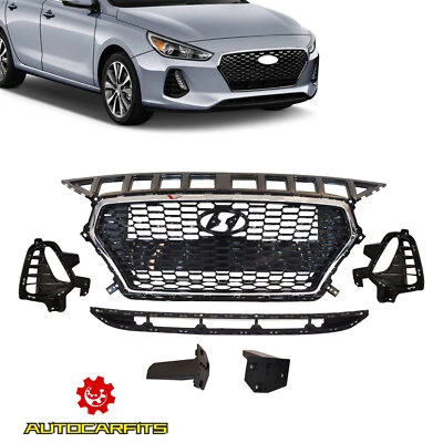 Front Upper Lower Grille With Foglight Covers For 2018-2020 Hyundai Elantra GT Foto 1 de 4