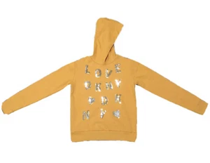 DKNY Girls' Hoodie Medium 8-10 Mustard Yellow Sequin Sparkle - Picture 1 of 3