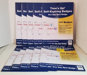 Time's Up! Self-Expiring One-Day Visitor Badges 3 x 2 10x Packs of 100 Tot 1,000 - Picture 1 of 8