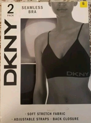 DKNY Ladies' Seamless Bralette 2-Pack Bra, Black/Gray, Size Small - Image 1 of 4