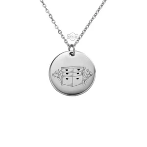 Beekeeper Beehive Necklace - Honey Bee Gold or Silver Minimalist Dainty Engraved - Picture 1 of 5