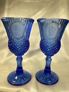 George & Martha Washington Blue Goblets by Avon - Picture 1 of 8