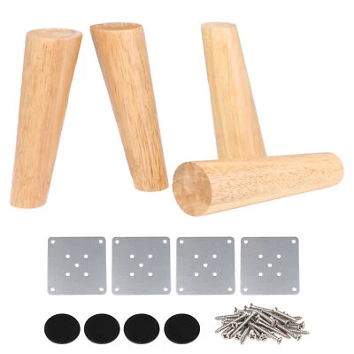 4PCS Wooden inclined Cone Sofa Feet 18cm Furniture Part - Image 1 of 4