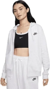 Nike Women's Sportswear Club Fleece Full-Zip Hoodie - Birch Heather, Size Large - Picture 1 of 6
