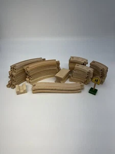 Wooden Double Sided Train Track Lot Railway Set Thomas The Train 44-Pieces - Picture 1 of 6