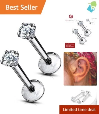 Comfort-Fit 16g Titanium Cartilage Jewelry with Internally Threaded Design - Image 1 of 4