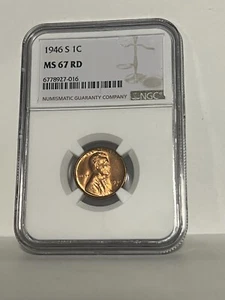 1946-S Lincoln Wheat Cent certified by NGC MS 67 RD Condition - Picture 1 of 2