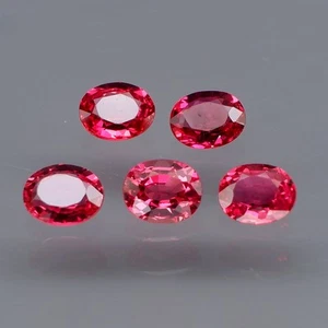 Oval 5x4 mm.Very Good Color Imperial Red Sapphire Songea,Africa 5Pcs/1.94Ct. - Imagen 1 de 6
