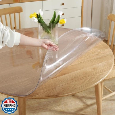 LovePads Round Clear Table Cover Protector 52 Inch, 2mm Thick Table Protector - Image 1 of 4