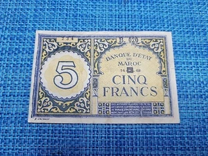 🇲🇦 Morocco 5 francs 1943 P-33 WWII Banknotes 072625-21 - Picture 1 of 2