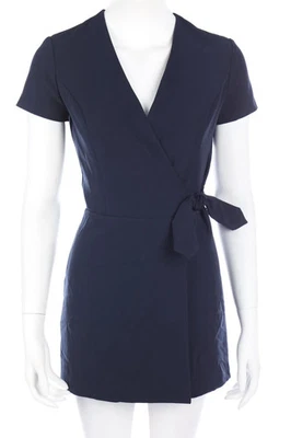 Miss Selfridge Playsuit Kurzarm Wickel-Optik 36 = D 34 dunkelblau - Bild 1 von 4