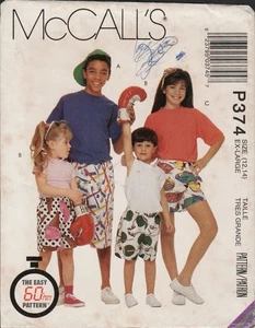 McCall's P374 5983 Boys & Girls Easy Pull On Shorts Pattern Size XL 12 14 Uncut - Picture 1 of 4