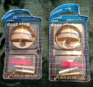 LOT 2 Solid Brass Floor Mount Door Stops ~ National 198-077 ~ NEW NOS Vintage - Picture 1 of 4