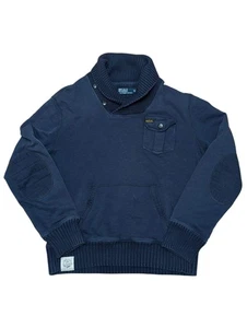Ralph Lauren Vintage Shawl Sweatshirt M Blue Cotton - Picture 1 of 4