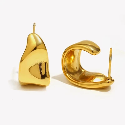 Pendientes de aro geométricos de acero inoxidable para mujer con forma trapezoidal abstracta joyería Foto 1 de 4