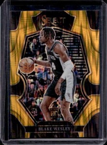 2022-23 Select Blake Wesley Gold Flash Prizm RC Rookie #8/10 Spurs