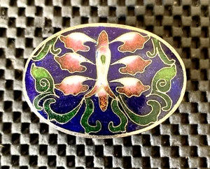 VINTAGE ORIENTAL FLOWER DESIGNED CHINOISIERE TRINKET HINGED PILL BOX 2" X 1 1/2" - Bild 1 von 4
