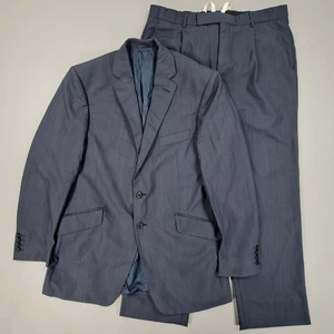 Ede and Ravenscroft Mens 2 Piece Suit Set Navy Blue 42L Jacket W36 Trousers Wool - Picture 1 of 20