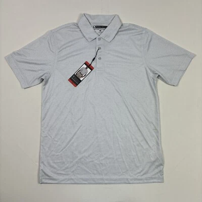 Pebble Beach Men’s Short Sleeve Dry-Luxe Performance Polo White Gray Medium - Image 1 of 4