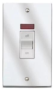 MK Alloy 45A Cooker Oven DP switch Neon Brushed Nickel White Insert K5336 BNI W - Picture 1 of 1