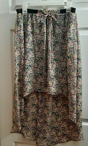 Princess Vera Wang Skirt Sz L. Floral Mini With Long Back Lined Elastic Week - Picture 1 of 9