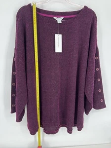 Liz Claiborne Berry Purple 3/4 Sleeve Pullover Sweater Women's Sz 4X Org $49 - Picture 1 of 10