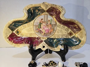 Erdmann Schlegelmilch Porzellan Tablett Gold filigran 1902-1920 Porzellan - Bild 1 von 11