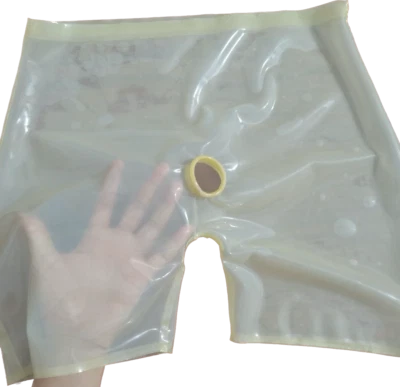 Mutandine uomo lattice trasparente gomma intimo stretto con pene forame BDSM - Immagine 1 di 4
