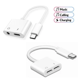 2In1 USB Type C to 3.5mm Headphone Adapter Charging&Audio for Samsung S20 S21 Fe - Picture 1 of 12