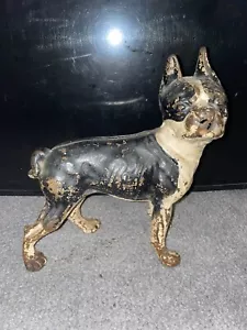 Vintage Antik Gusseisen Boston Terrier Bull Hund Türstop verrostete Nase - Bild 1 von 7