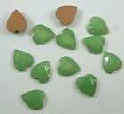 12 Vintage Glass Rhinestones Heart, Green Opal TTC Top Foil FB 14x12mm A4-2D