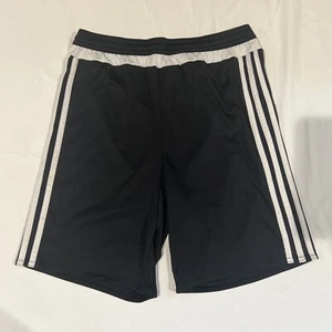 Adidas Atheltic Shorts Youth Large Black, White Stripes 100% Polyester EUC - Picture 1 of 6