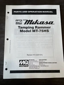 Mikasa Multiquip MT75HS Tamping Rammer Jumping Jack Parts Operation Manual Book - Picture 1 of 5