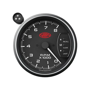 SAAS 3.75" TACHOMETER with SHIFT LIGHT Black FACE 95mm 3 3/4 Performance Tacho - Picture 1 of 10