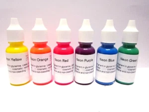 6 Neon Liquid Colorants for Lip Gloss, Liquid Lipstick, Body Butter, Soap Making - Picture 1 of 1