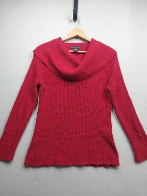 Suéter Preswick & Moore feminino grande vermelho gola capuz pulôver malha manga longa - Imagem 1 de 4