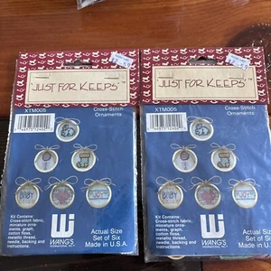 Vintage Lot Of 2 Just For Keeps Wang's Christmas Cross Stitch Ornaments - Picture 1 of 8