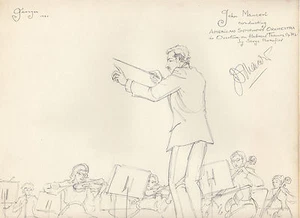 conductor John Mauceri SIGNED original drawing Grammy Award & Tony Award winner - Picture 1 of 1