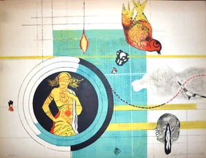 Olle Svanlund original Lithographie signiert 1976 Abstrakte Kunst Stockholm Schweden - Bild 1 von 1